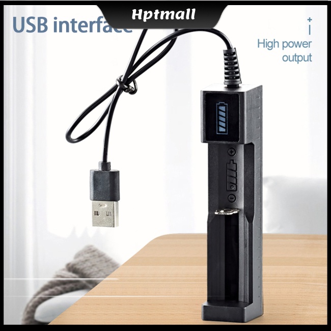 Bộ Sạc Pin Lithium 18650 Một Khe Cắm Usb Thông Minh Có Đèn Pin Kèm Chỉ Báo