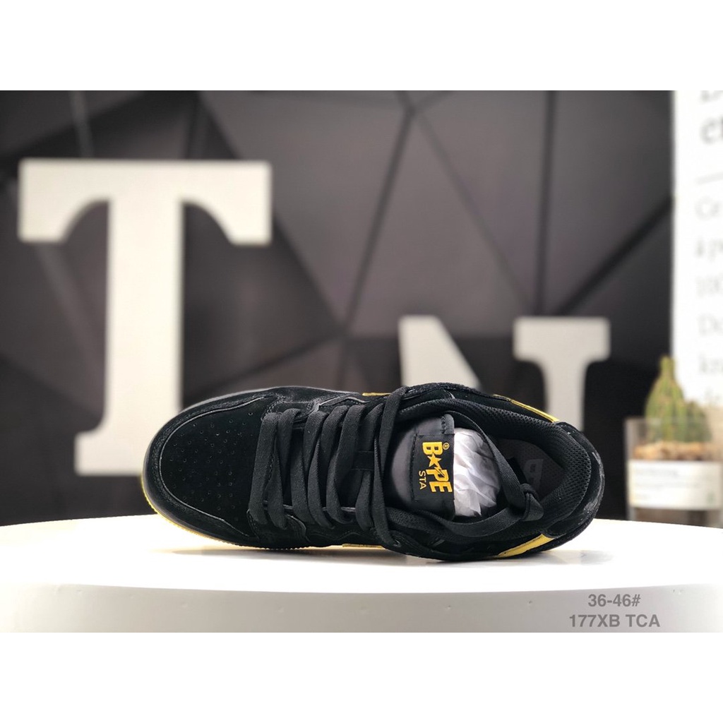 Bape Giày Thể Thao Da Bóng Màu Xanh Dương Trắng Dễ Phối Đồ Thời Trang 1G70191031 36-46