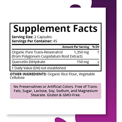 Purity Labs Pure Organic Trans-Resveratrol 1500mg viên uống hỗ trợ nội tiết tố,tim mạch,chống lão hóa 90 viên