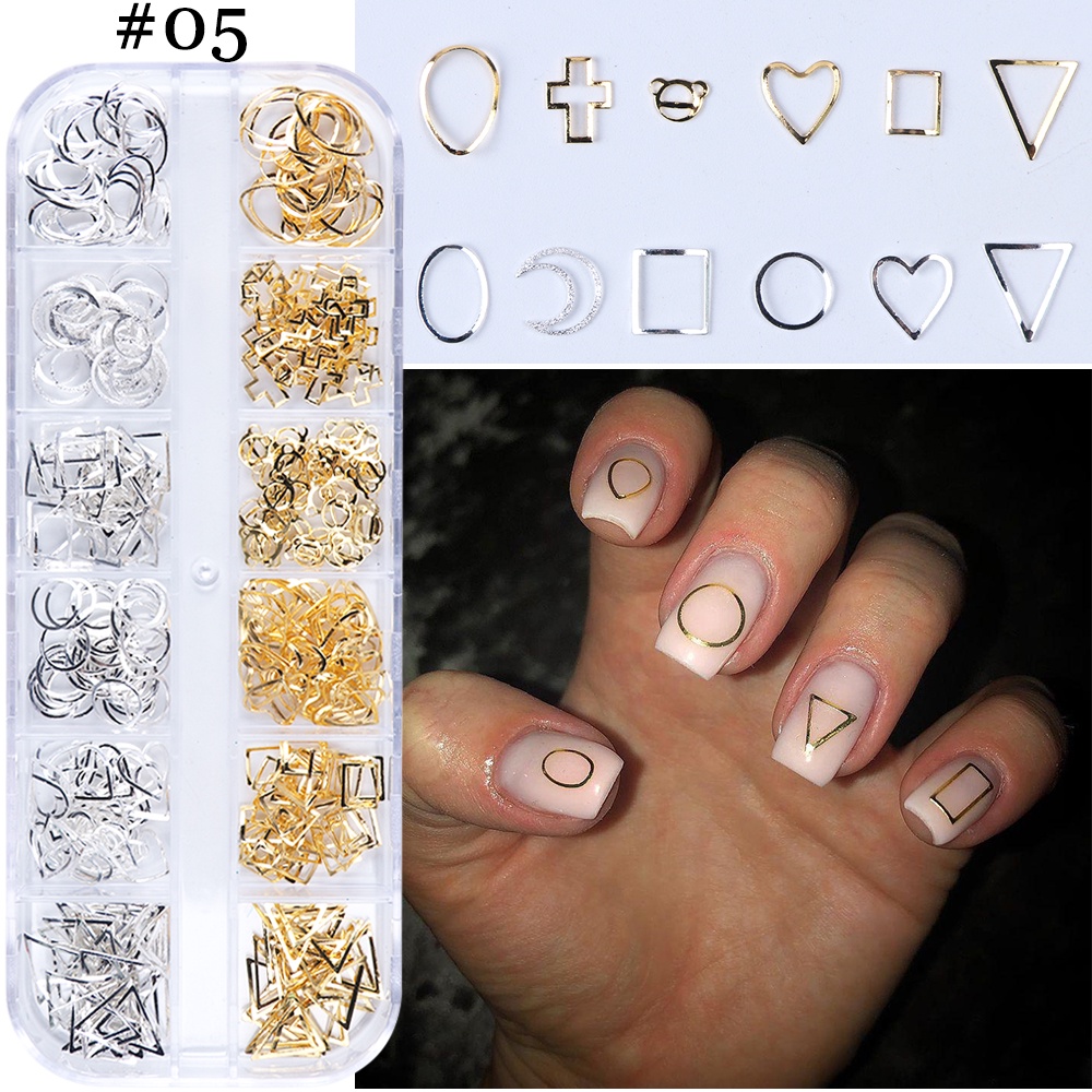 Hạt Đá 3D Bằng Hợp Kim Màu Vàng / Bạc Hình Nơ / Trái Tim Dùng Trang Trí Móng Tay Nghệ Thuật DIY