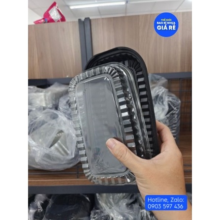 Set 10 Hộp nhựa Đế Đen đựng cơm, bánh, thức ăn dùng 1 lần loại 1,2,3,4 ngăn - Bao Bì Nhựa Giá Rẻ