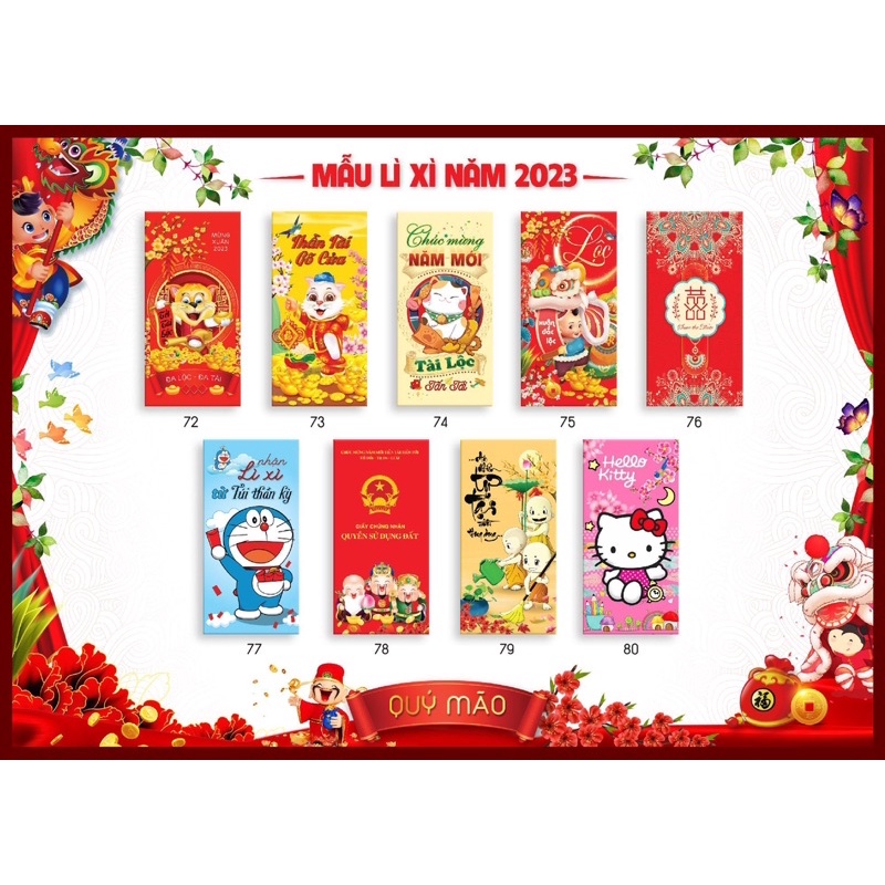 Lì xì cực đỉnh 10 cái mẫu ngẫu nhiên năm 2023