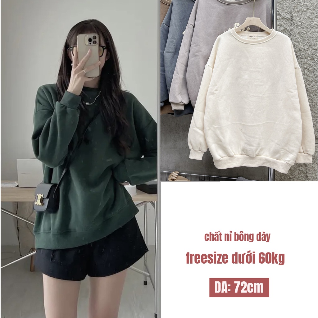 Áo nỉ form rộng, ống tay bồng siêu xinh Sweater kiểu Hàn, chất nỉ tàu lót bông xịn 𝙗𝙮 𝙂𝙚𝙢𝙨