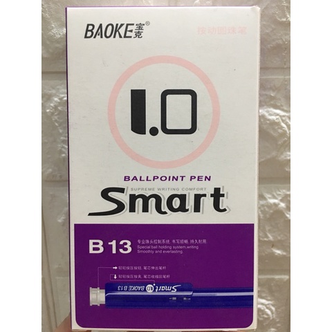 Combo 10 Bút bi BAOKE Smart B13 - mực xanh/đen/đỏ/ngòi 1.0 nét to