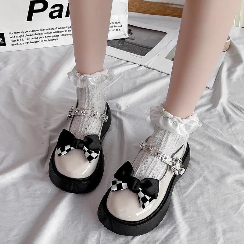 Giày Mary Jane 2022 Đế Dày Tăng Chiều Cao Bằng Da Mềm Đính Nơ Phong Cách Anh Quốc Dễ Thương Thời Trang Mùa Hè Cho Nữ