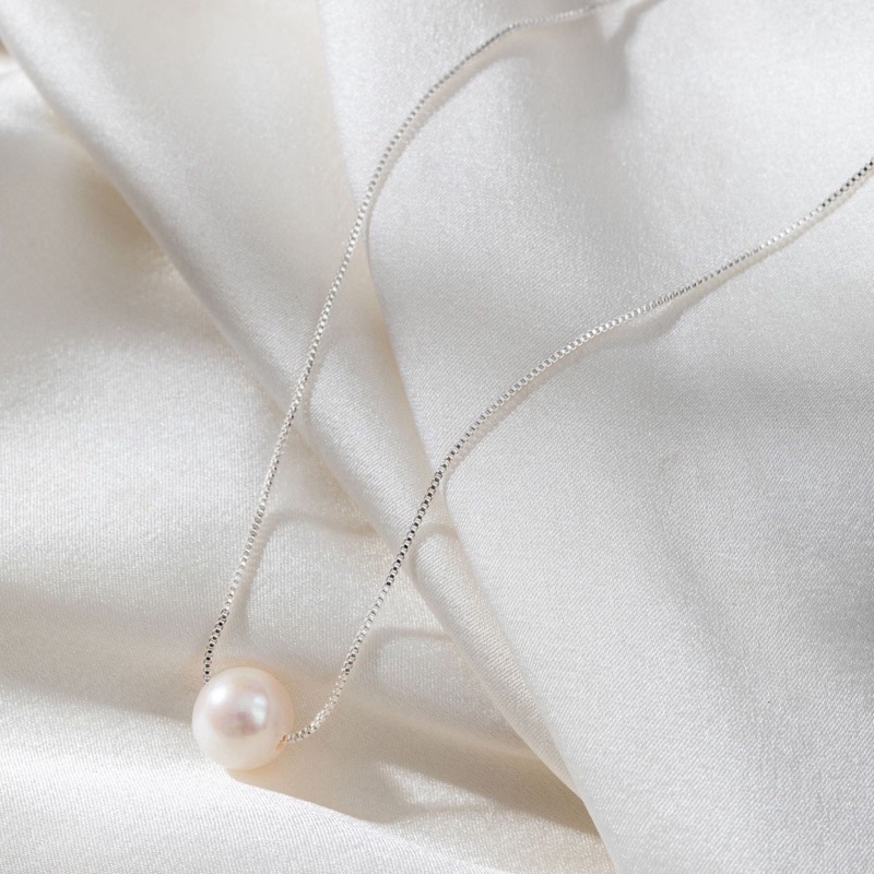 Dây chuyền bạc nữ, vòng cổ bạc ngọc trai nhân tạo kiểu dáng sang trọng hiện đại phong cách hàn quốc