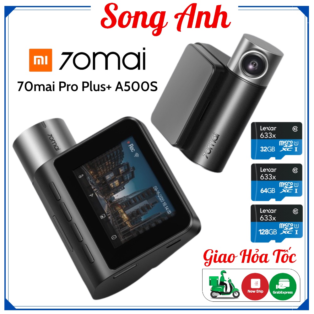 Camera Hành Trình Ô tô Xiaomi 70mai Plus A500s Camera Lùi - Camera Xiaomi 70mai Lite Quốc Tế - WIFI, GPS, Full HD 1944p