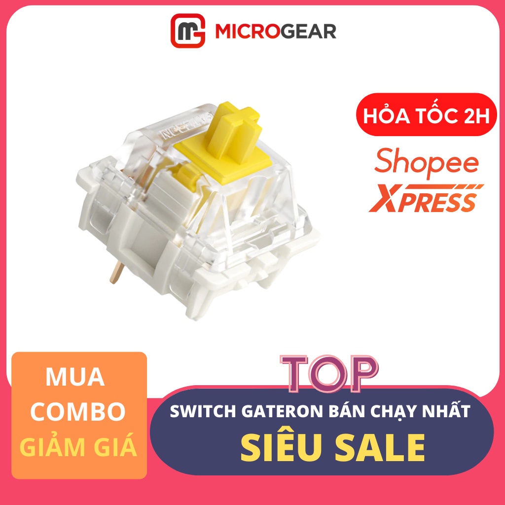 Công tắc phím cơ - Switch Gateron Yellow Pro 50g - Hàng NK Chính Hãng
