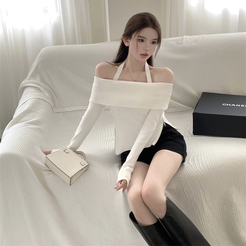 COZOK Áo sweater Tay Dài Dáng Suông Hở Vai Quyến Rũ Cho Nữ