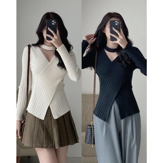 A493 Áo len tăm cổ choker Audrey
