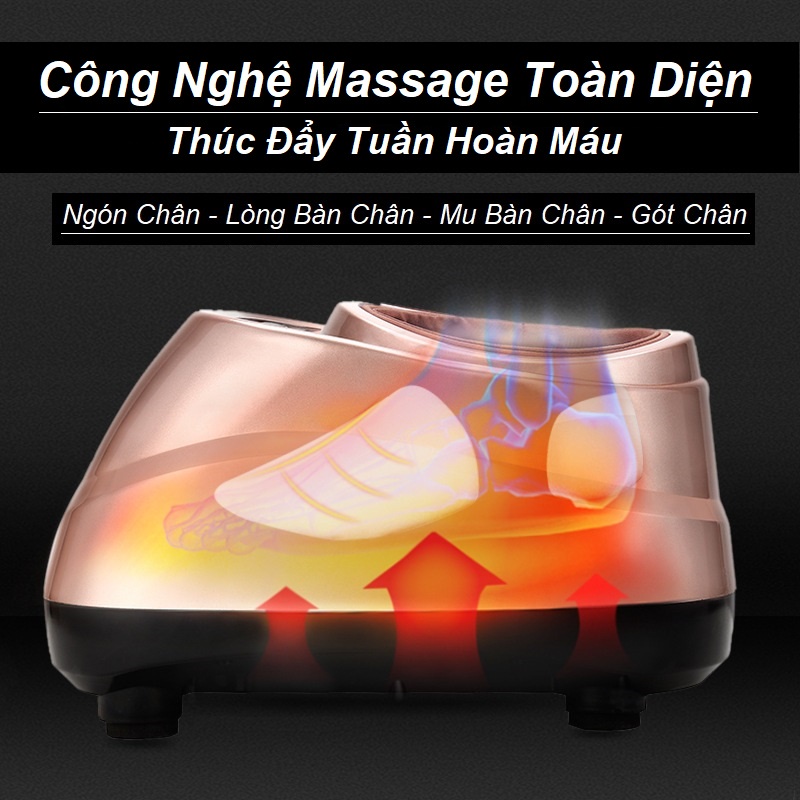 Máy Massage Chân 6D Nhiệt Hồng Ngoại, Masage Bi Lăn Và Túi Khí Xoa Bóp Bàn Chân Giảm Đau Nhức