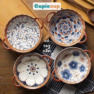 Bát Sứ. Tô Sứ Có Tay Cầm Họa Tiết Cổ Điển BAT120