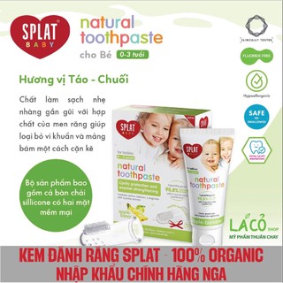 Kem đánh răng cho bé 0 - 3 tuổi splat baby nga kem đánh răng trẻ em hương táo chuối tặng kèm bàn chải nướu tuýp 40ml