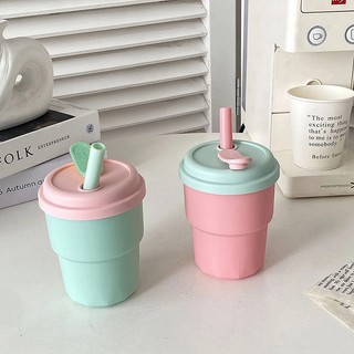 Bình Nước Silicone 450ML Kèm Ống Hút