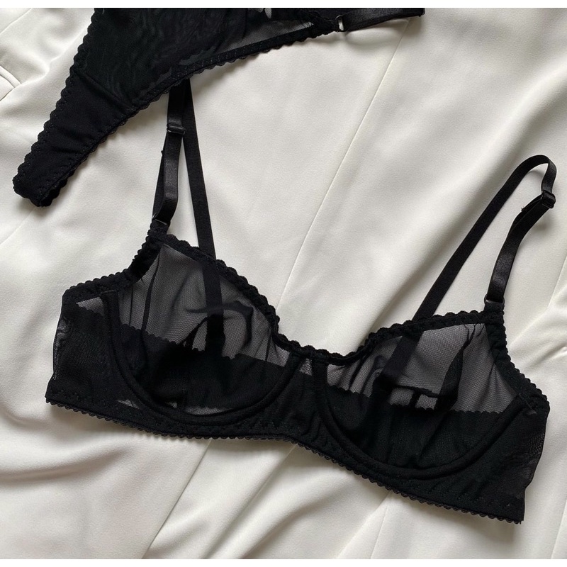 Áo Lót Ren Lưới Xuyên Thấu Đen Áo Ngực Có Gọng Không Mút TIMIN WORKSHOP | BigBuy360 - bigbuy360.vn