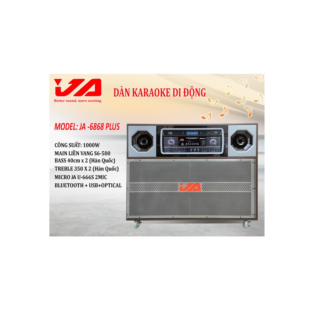 Loa kéo điện JA-6868 PLUS công suất lớn 1000w main liền vang thiết kế kỹ thuật số tích hợp amply karaoke tặng kèm 2 mic