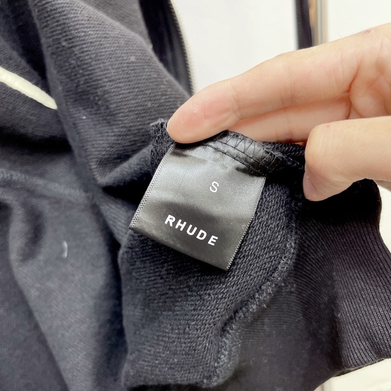 ⚡️ - Áo Khoác Rhude Black Full Zip Oversized Hoodie Logo Thêu, Áo khoác zip hoodie Rhude form rộng