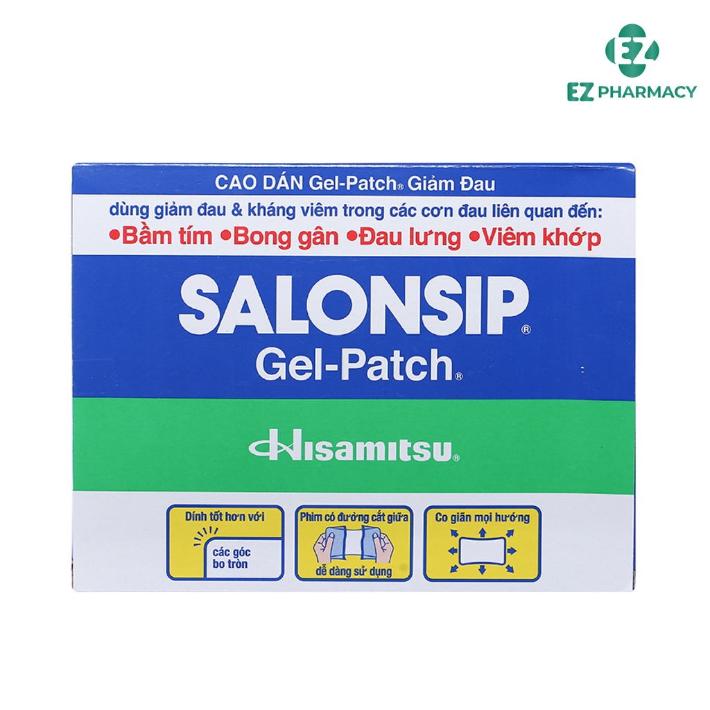 Cao dán Salonsip Gel Patch hỗ trợ giảm đau Túi 2 miếng - EZ Pharmacy