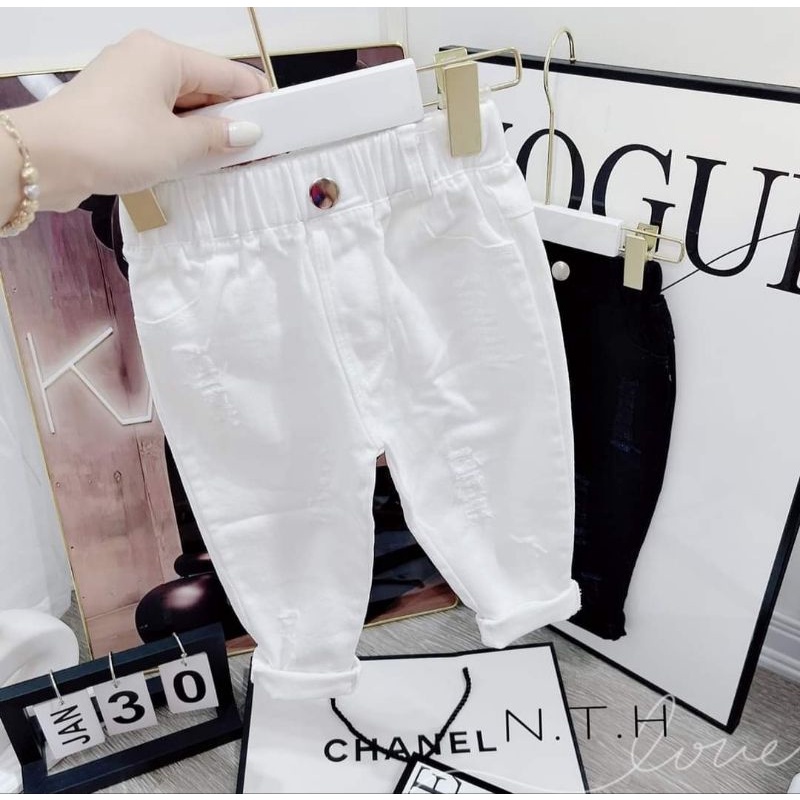 Quần dài kaki bé trai đen trắng chất đẹp co dãn