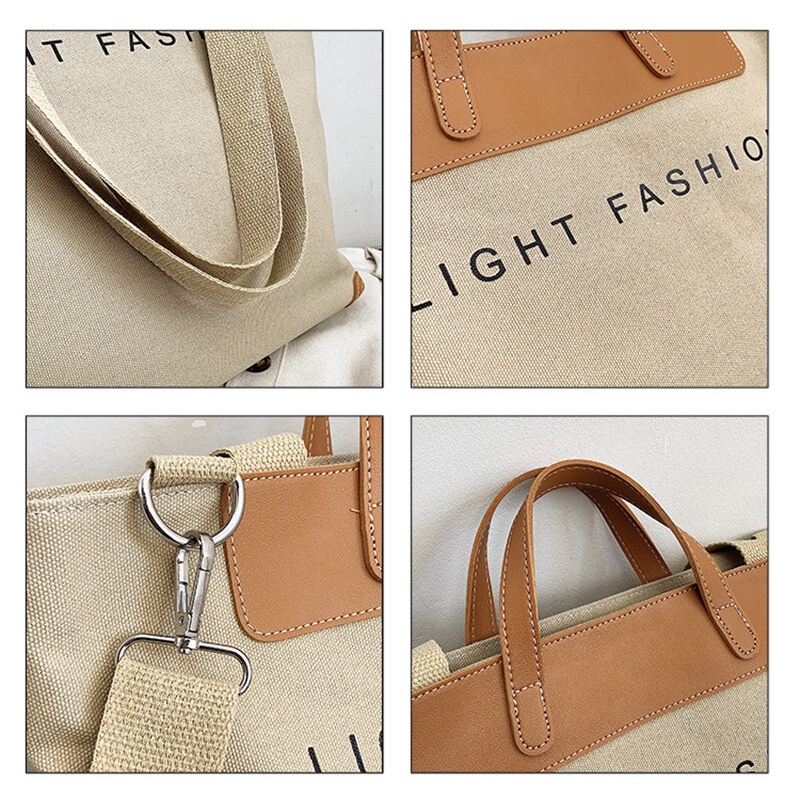 Mischa Túi canvas Đeo Chéo In Chữ Phong Cách retro Thời Trang Cho Nữ