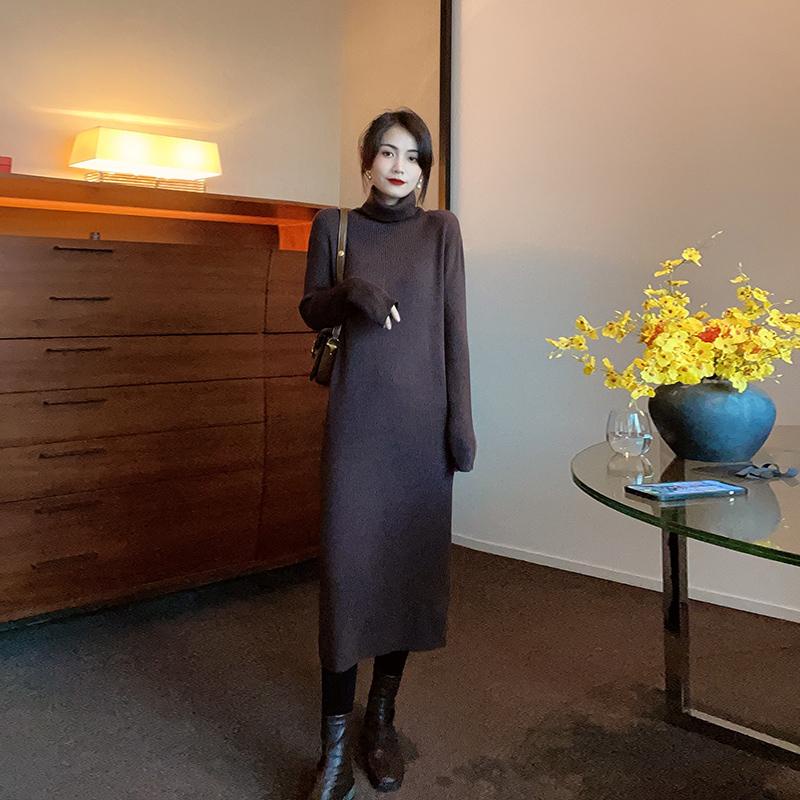 Áo khoác len nữ dài rộng rãi và dày dặn, phần vừa và dài phù hợp với bộ đồ dệt kim, áo khoác mới vào mùa thu đông