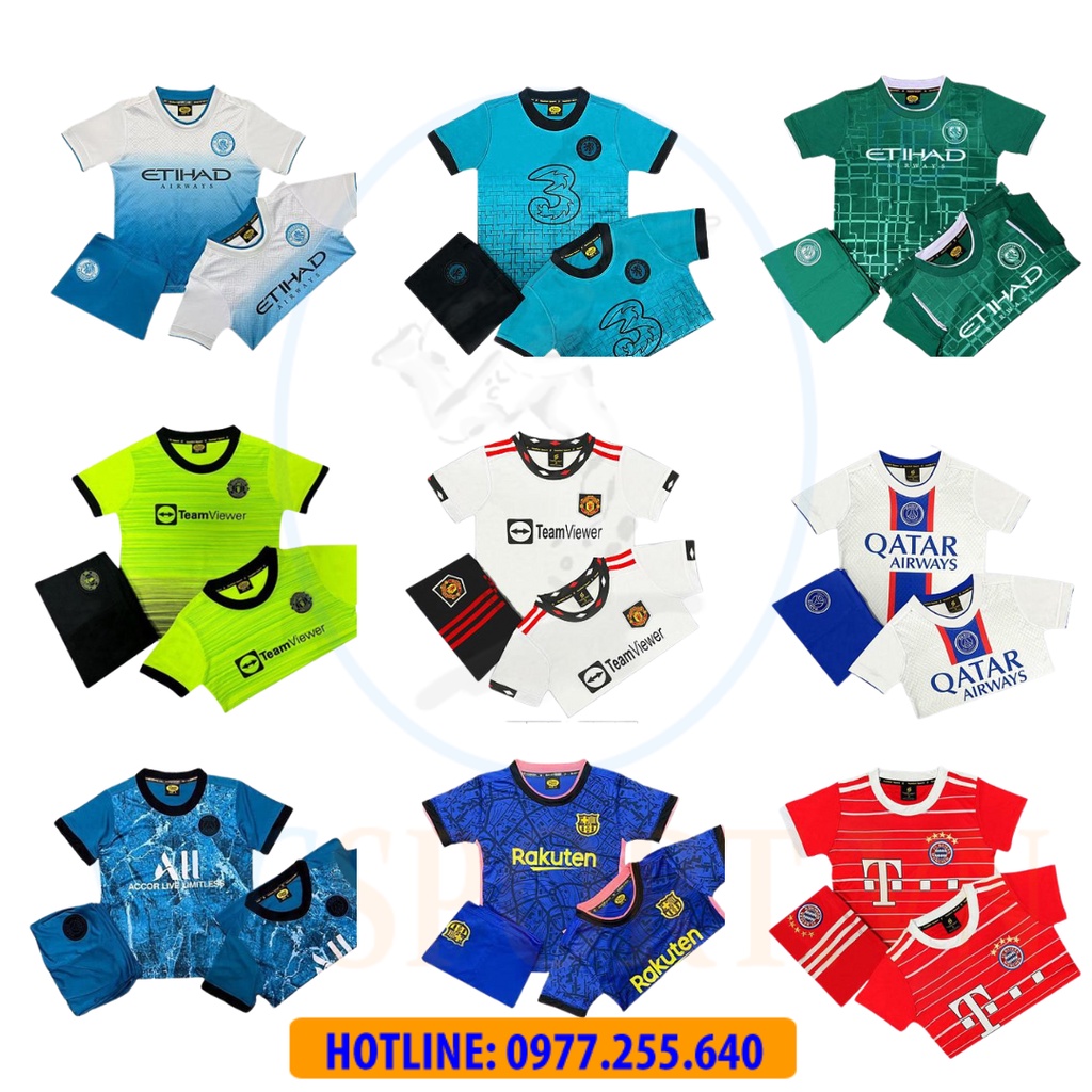 Quần Áo Đá Banh Trẻ Em CLB, Áo Đá Bóng Câu Lạc Bộ Mới Nhất 2022-2023 Thun Poly Giá Tốt SV - Vicsport