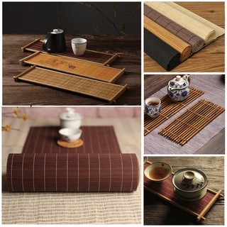 (NGUYÊN TẤM LỚN) Mành tre mành trúc / Khay trà tre đan trang trí chụp ảnh đồ ăn, thức uống dân giã