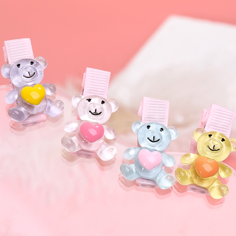 Kẹp Tóc Hình Chú Gấu Hoạt Hình Phong Cách Hàn Quốc Xinh Xắn Cho Bé Gái