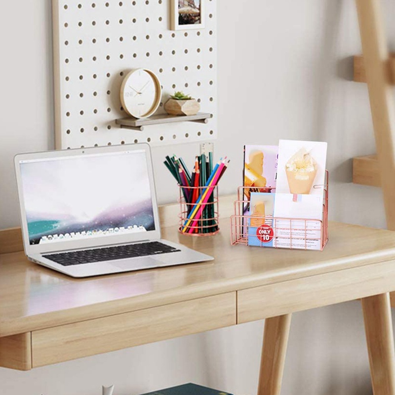 Kệ Sách Để Bàn Ba Tầng Bằng Kim Loại Màu Vàng Hồng Giá Đỡ