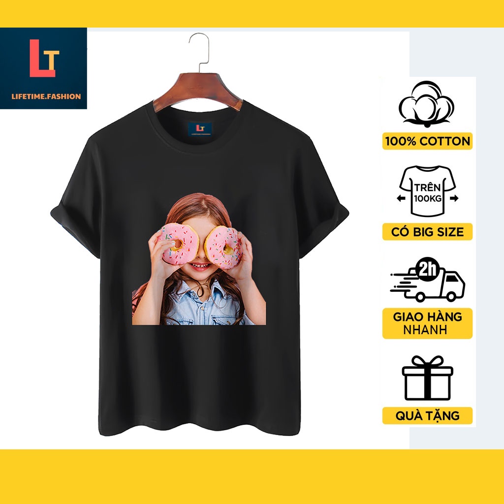 Áo thun áo ADLV áo phông nam nữ tay lỡ form rộng cá tính Unisex 100% Cotton in hình Baby Face Girl Donuts