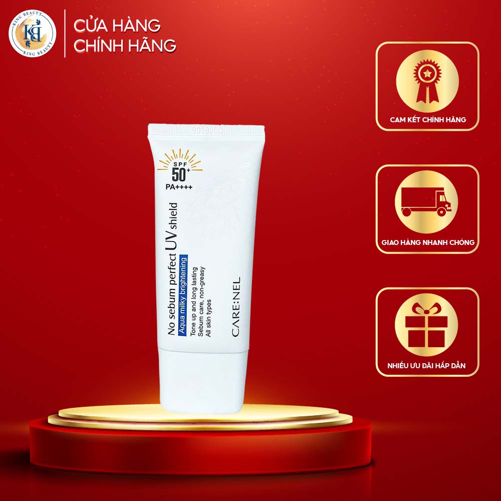 Kem Chống Nắng Vật Lý Nâng Tone Da Care:nel No Sebum Perfect UV Shield SPF50+ PA++++ 50ml