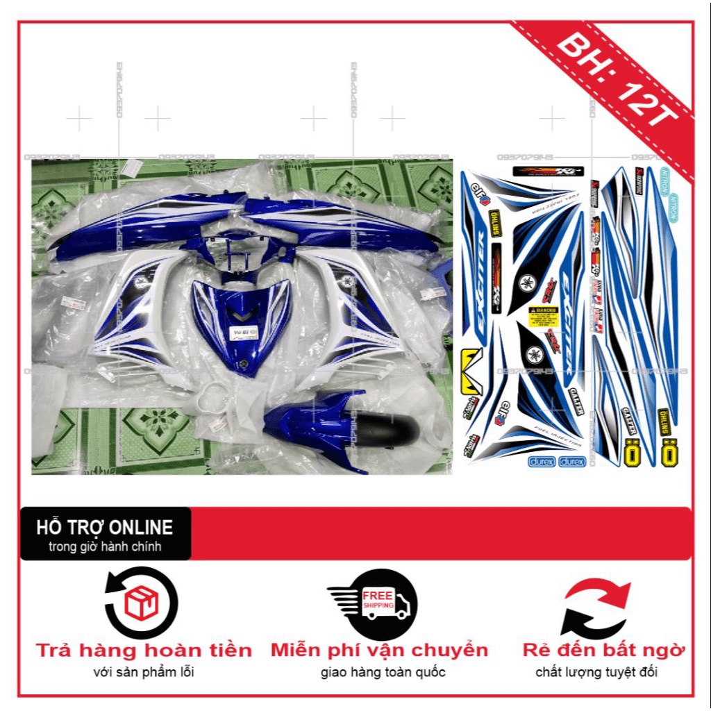 {TPHCM-FREE SHIP] TEM RỜI EXCITER 2011 LỬA TRẮNG XANH