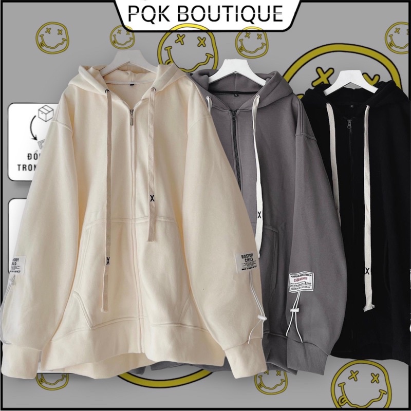 Áo khoác dây kéo nam nữ form rộng unisex Tag Thêu x CHILD - pqk boutique