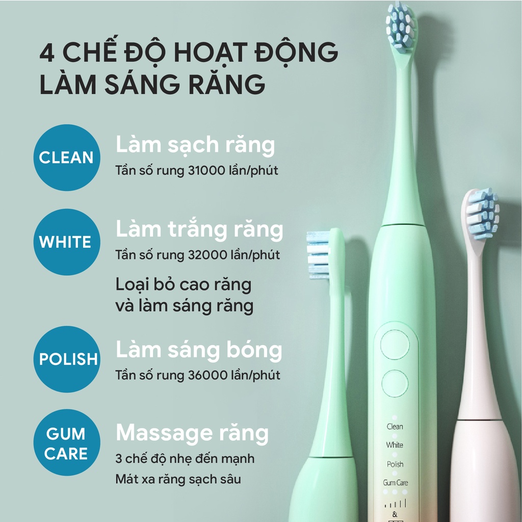 Combo 2 bàn chải điện Fesson MJ K518 4 chế độ làm sạch vượt trội