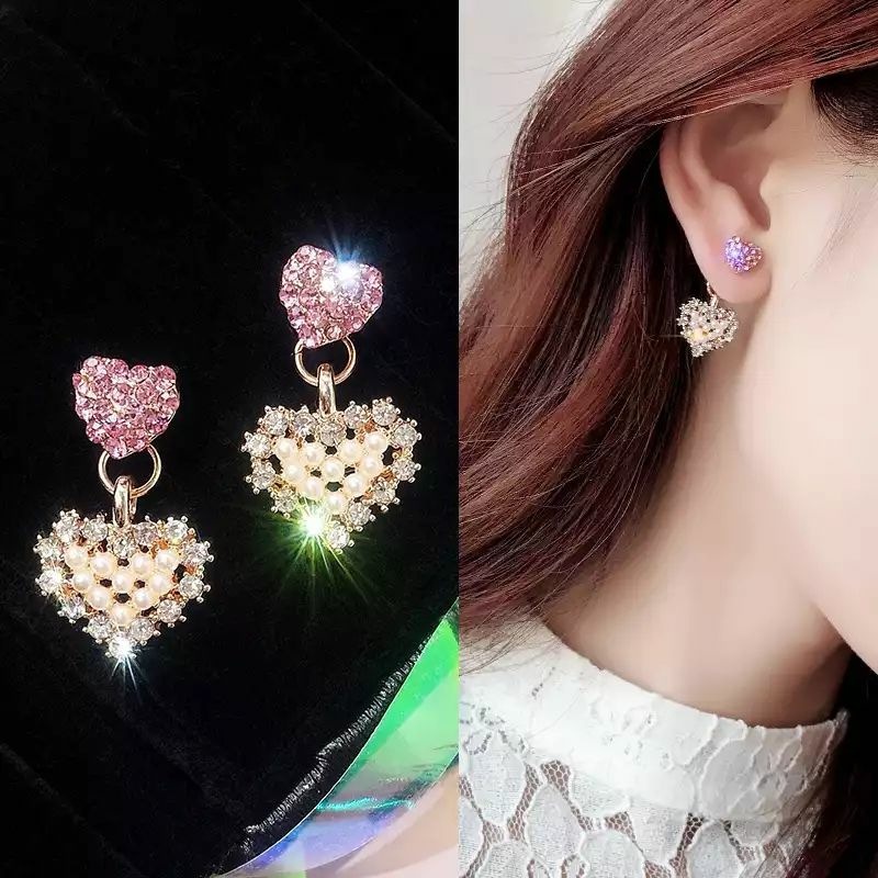 Đôi Bông Tai Dáng Rơi Họa Tiết Bướm Đính Ngọc Trai Thời Trang Cho Nữ