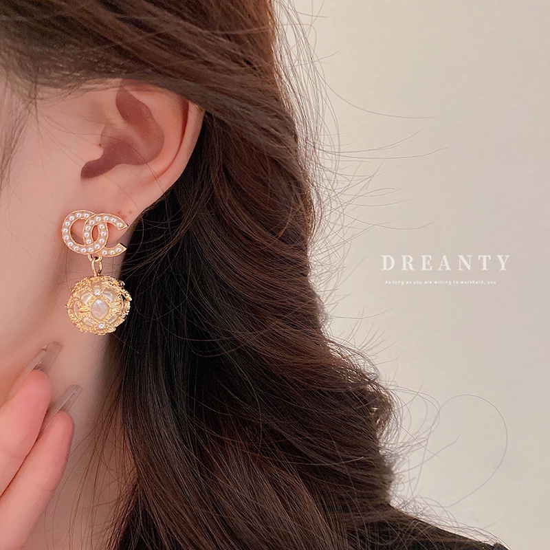 Bông Tai Mạ Bạc Đính Ngọc Trai Và Kim Cương Nhân Tạo Thời Trang