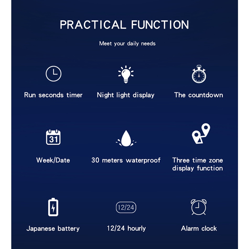 Đồng Hồ Đeo Tay Thạch Anh Kỹ Thuật Số Hai Mặt Thời Trang Cho Nam Reloj