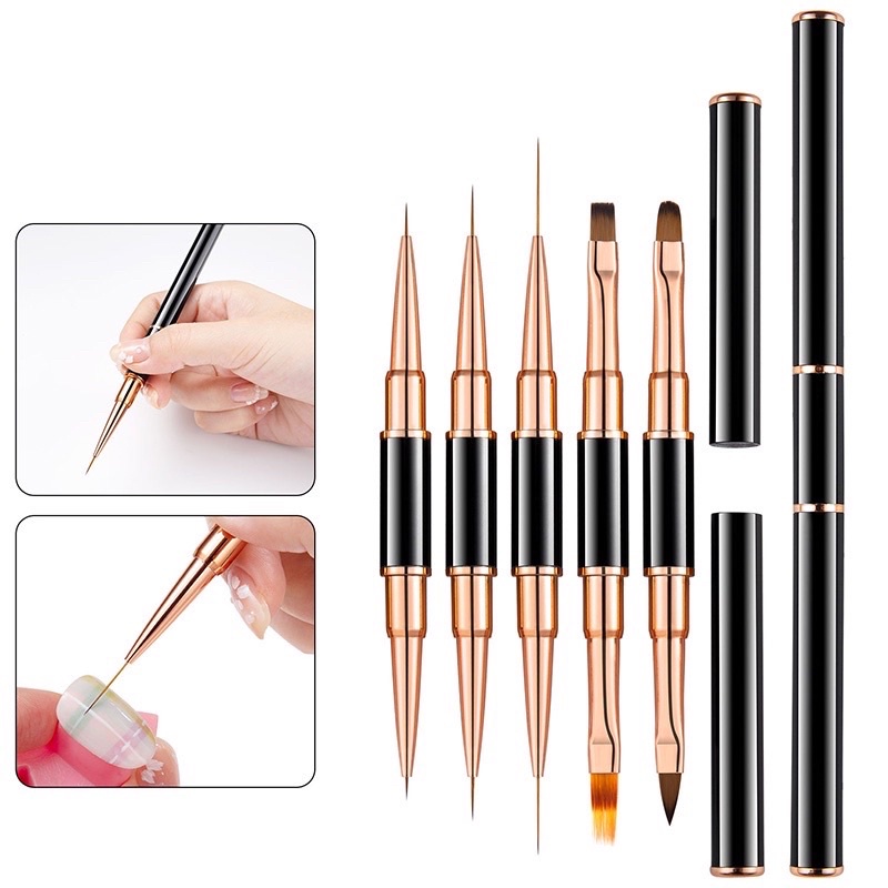 Cọ Vẽ Móng 2 Đầu-Set 5 Cây