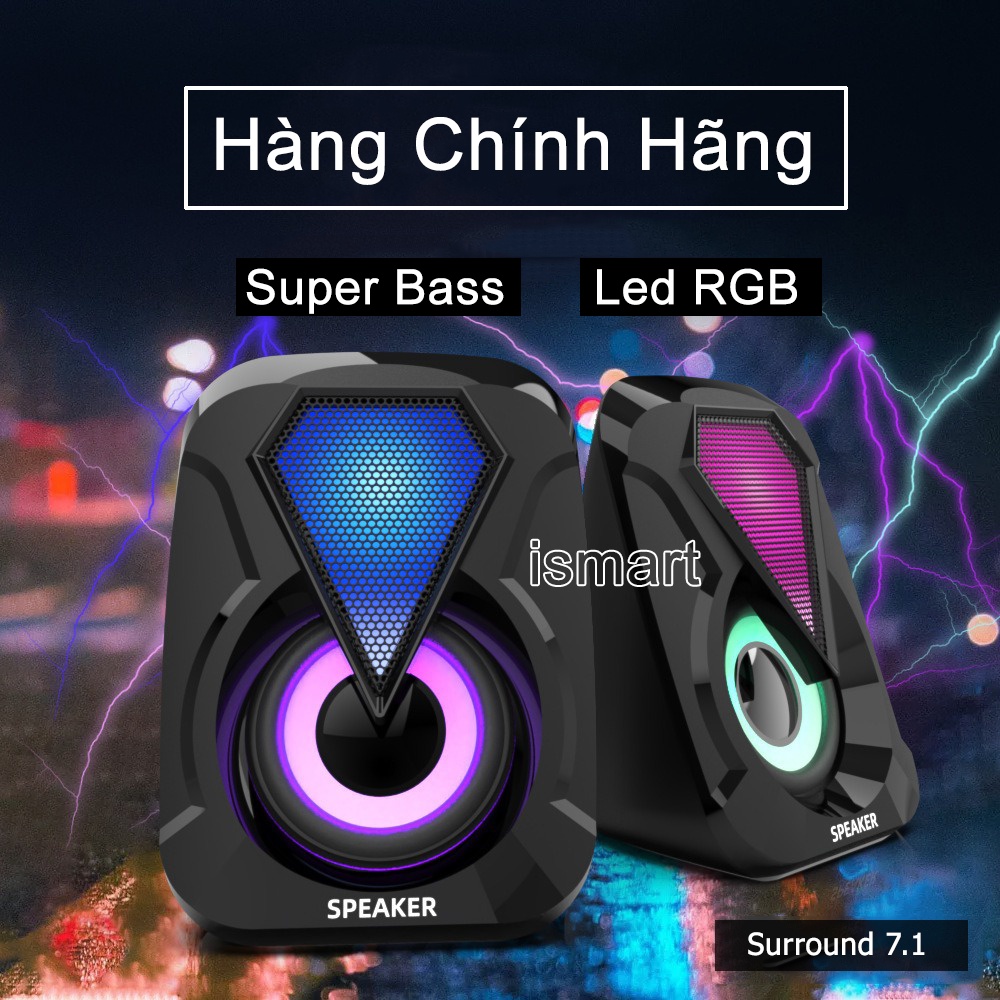 Loa Máy Tính Để Bàn có LED RGB Luvi - Loa vi tính Mini Nhỏ Gọn Âm Thanh Vượt Trội Nghe Siêu Hay LMT 03 LED