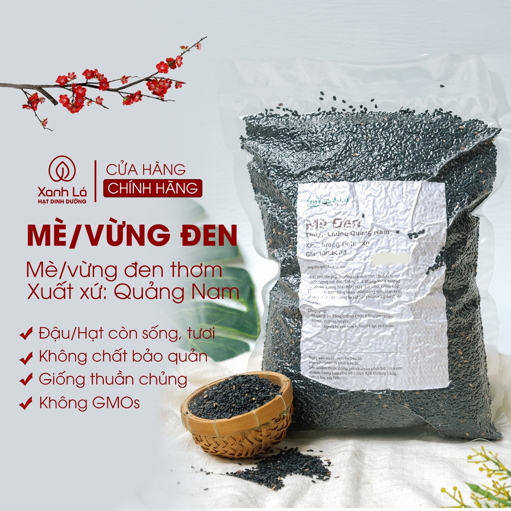 Vừng đen / Mè đen quê sạch, thuần chủng Xanh Lá còn vỏ, hút chân không cẩn thận
