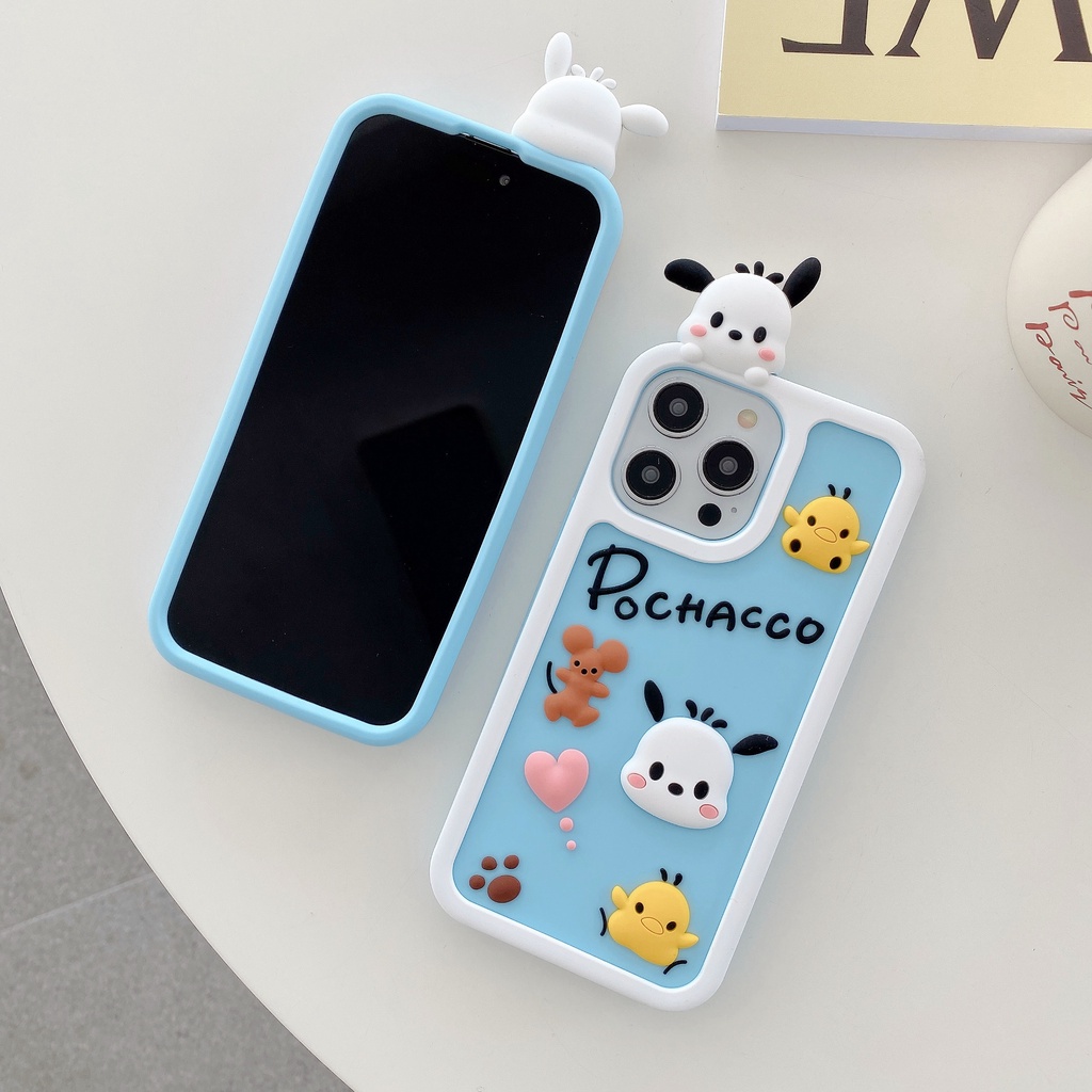 Ốp Điện Thoại Tpu Dẻo Họa Tiết Hoạt Hình Chú Chó Tai To 3D Dễ Thương Cho iPhone 14 13 12 11 Pro Max Plus