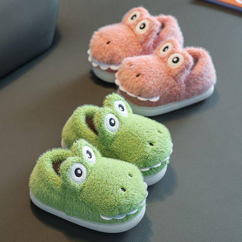 Oeteo Giày Bông Đi Trong Nhà Hình Cá Sấu Hoạt Hình Cho Bé