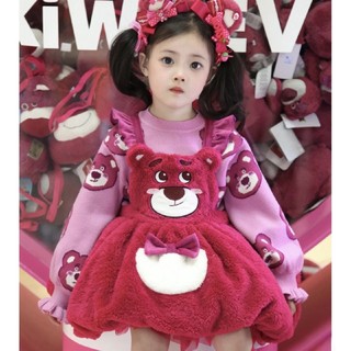 🎈trang chủ🎈đầm công chúa hai dây in họa tiết dâu tây dễ thương thời trang thu đông cho bé gái