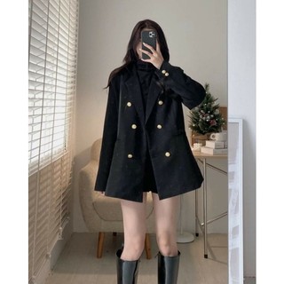 ( Video thật- Ảnh thật) Áo Blazer Dáng dài 2 lớp cúc đồng có đệm vai cao cấp