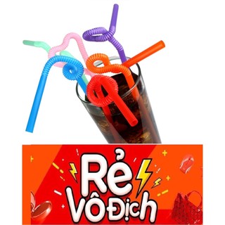 Ống hút cong nghệ thuật xoắn 50 ống/bịch (có ảnh thật và videos sản phẩm) (chọn đen hoặc màu)