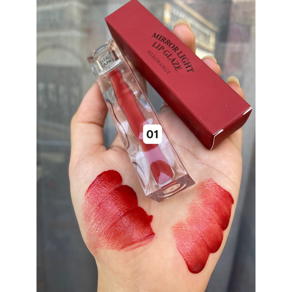 Hot Hot!! Son kem bóng trong suốt Herorange mướt môi căng mọng Mirror Light Lip Glaze màu siêu đẹp Cao Cấp
