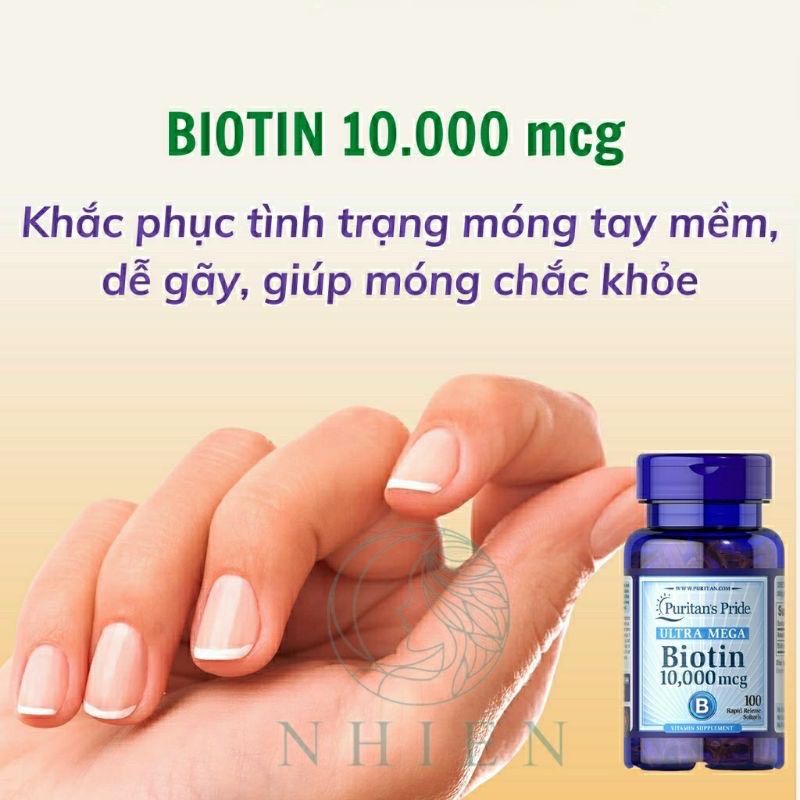 Viên uống Biotin giảm rụng tóc, kích mọc tóc Puritan's Pride 10000 mcg