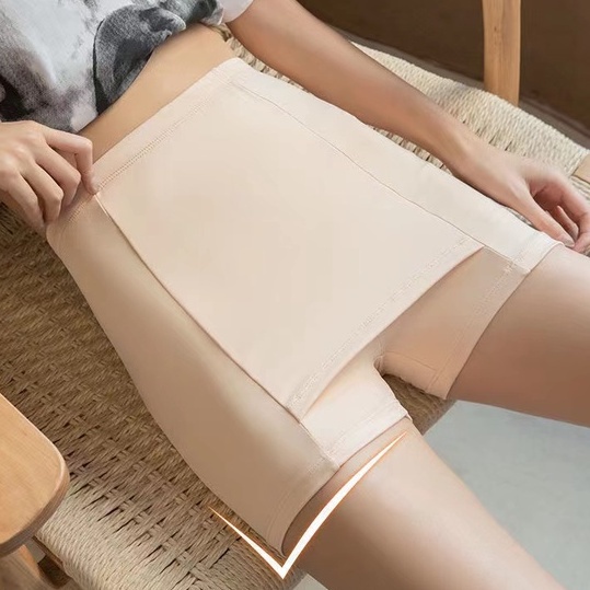 Quần Short Legging Lụa Lạnh Hai Lớp Không Đường May Mặc An Toàn Chống Lộ Hàng Mới JP5