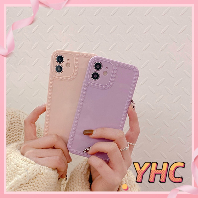 Ốp Điện Thoại Màu Trơn Họa Tiết Trái Tim Cho Iphone 6s 6splus 7 7plus 8 8plus X XS XSMAX 11 12 Pro Max Plus Promax-020