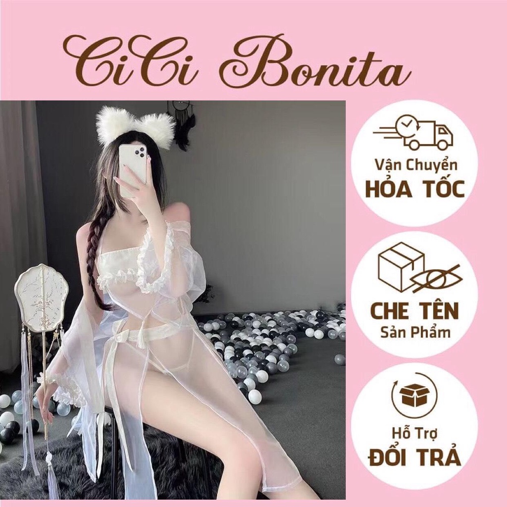[Có sẵn] Set yếm choàng xuyên thấu hóa trang tiên nữ gợi cảm Sexy Cosplay CP03 CICI BONITA HCM
